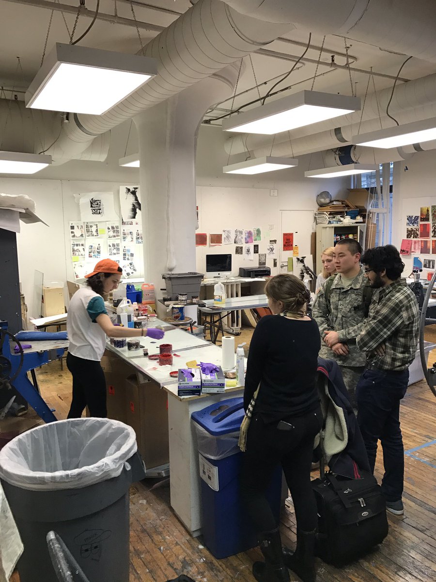 Senator at-large for NESAD taking some of our Senators through a print-making workshop. Huge thanks to <a href="/SuffolkNESAD/">Suffolk Art & Design</a> for hosting us today!