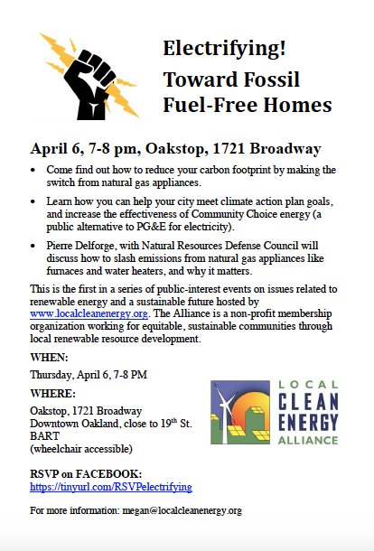 ComChoiceEnergy's tweet photo. TONIGHT:  #LCEACleanEnergy presents Electrifying!  7pm at #OakStop in #Oakland featuring Pierre Delforge w/ #NRDC https://t.co/5mrMUpWIKe