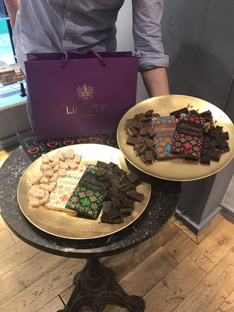 divinechocolate's tweet photo. Come and visit us at @LibertyLondon for some #chocolate sampling. #divineuk https://t.co/jiFZ4zlaIr
