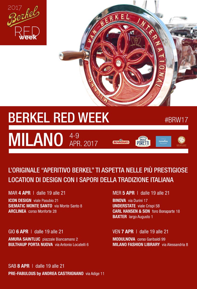 GoldPlastGroup's tweet photo. Proudly partner of #Berkel for #MilanoDesignWeek2017: discover where to find us #design #superiorinnovation #premiumtableware #fuorisalone https://t.co/v8JgNZpf5v