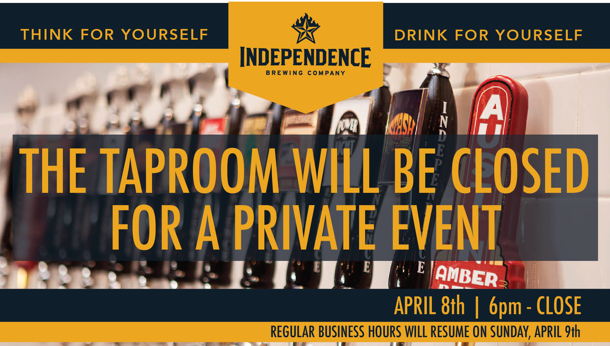 indybrewatx's tweet photo. Our taproom will be closed on Saturday 4/8 from 6pm-close for a private event. Normal business hours will resume on Sunday! #Cheers https://t.co/7yLHjbxcun