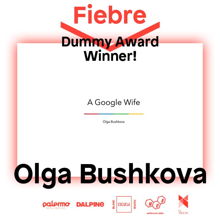 After a difficult deliberation, we decided to give the #FiebreDummyAward 2017 to..
¡A Google Wife by Olga Bushkova!
fiebrephotobook.com/single-post/20…