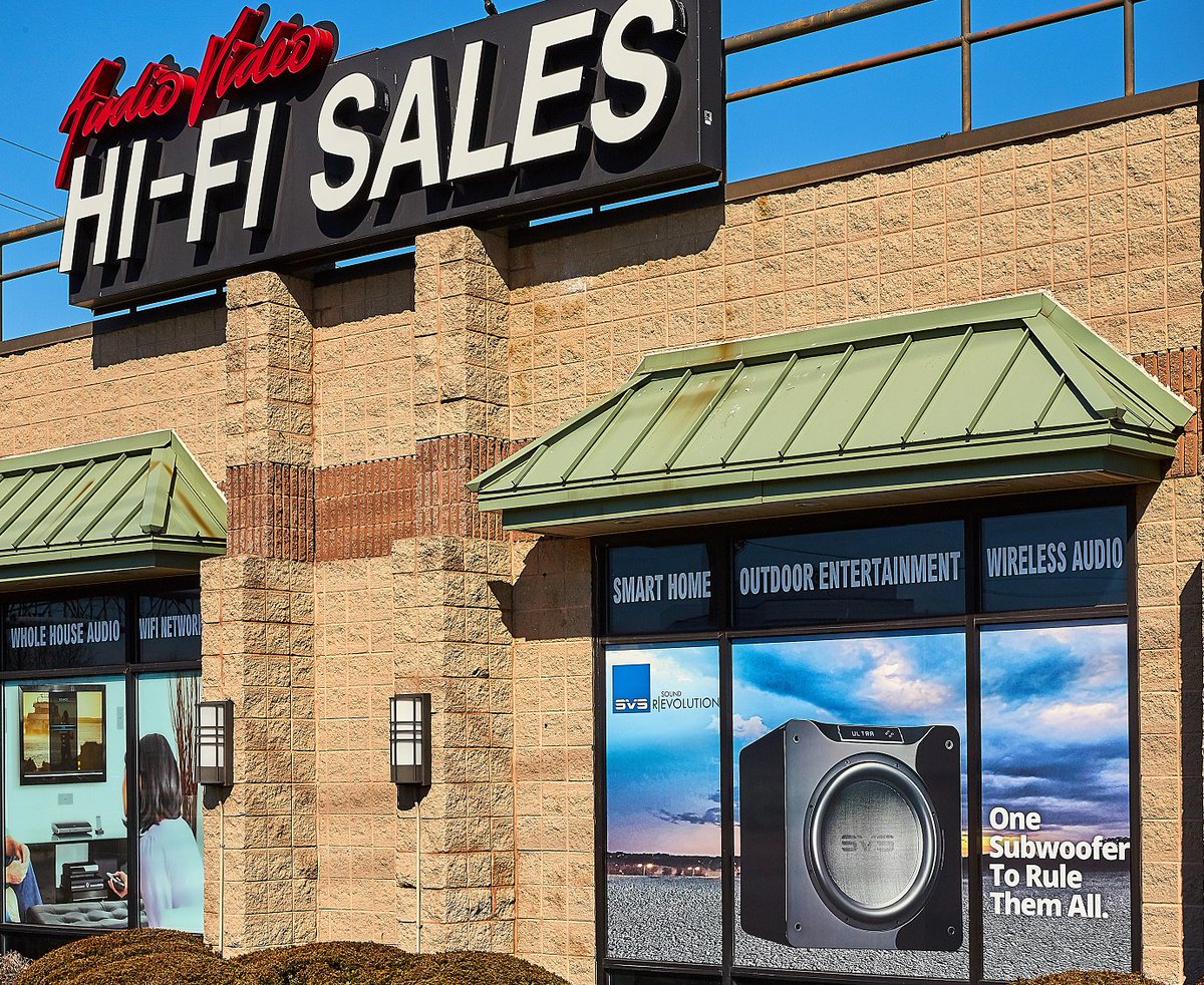 Rumor has it, this <a href="/HiFiSales/">Hi-Fi Sales</a> window sign is causing traffic jams on the Jersey turnpike.