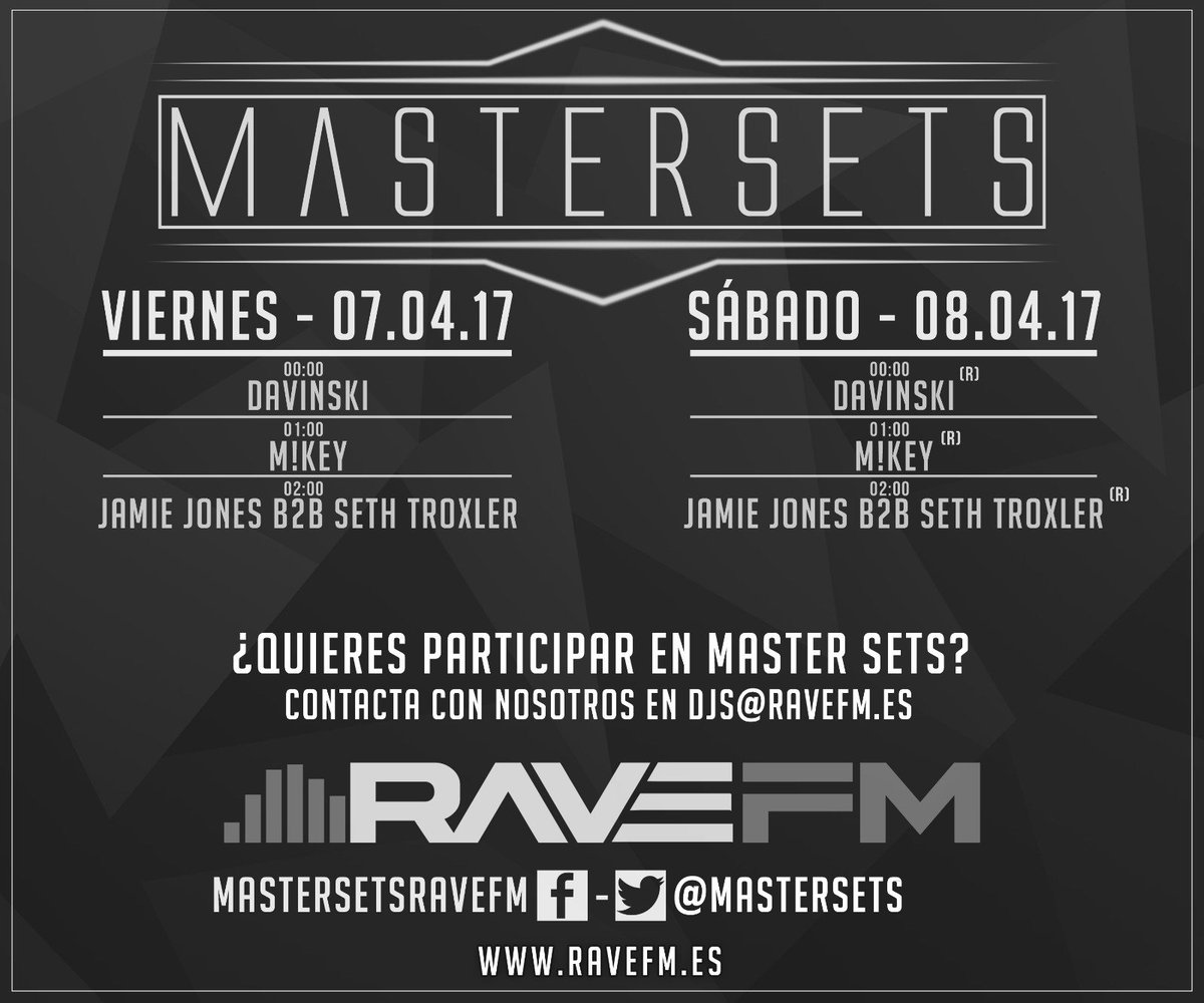 DavinskiMG's tweet photo. 🎼Mañana estoy de nuevo en @MasterSets de 00:00 a 01:00 am 🎧 me puedes escuchar en @RaveFM_Radio 📻🎶🎶 #EDM #HouseMusic 🔊🔊 https://t.co/sAXTcOpoTO