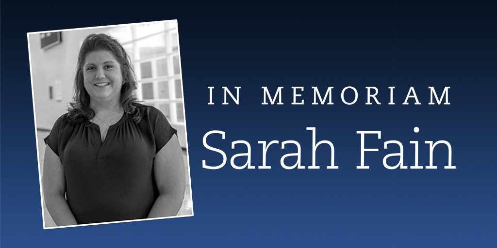 NIRSAlive's tweet photo. We are deeply saddened by the passing of NIRSA and campus rec leader Sarah Fain. #TeamFain https://t.co/Yhg1L1CiyV https://t.co/WThHVc9jIw