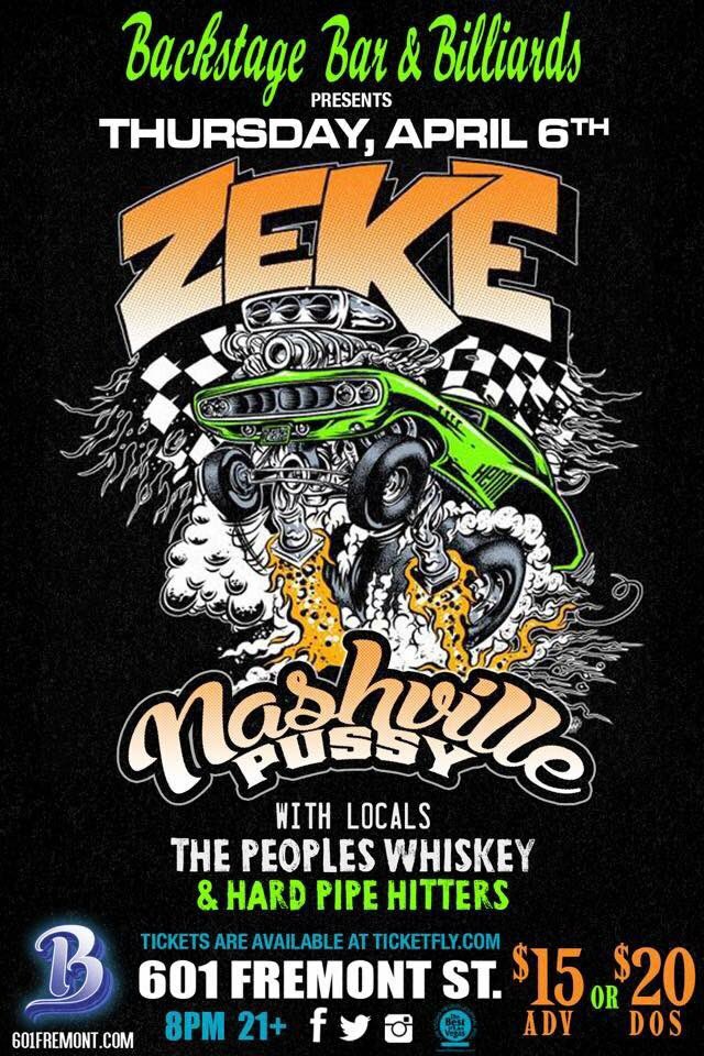 nashville_pussy's tweet photo. SIN CITY! VEGAS! TONIGHT! Nashville Pussy w/ ZEKE at Backstage Bar &amp; Billiards! @ZEKEtheband @BackstageBarLV #vegas #fremontstreet #pussy https://t.co/ABsN2Fb3fV