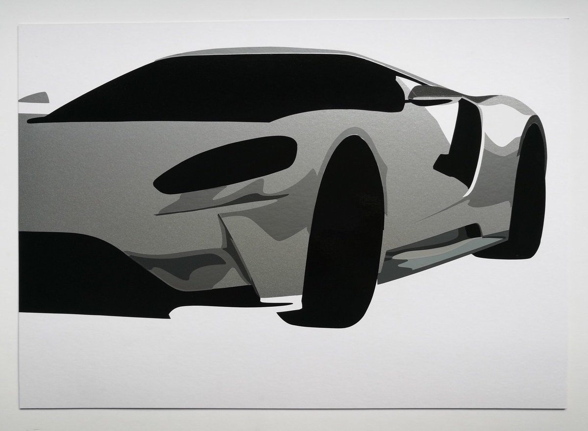 JClarkArtist's tweet photo. #WIP on the next #Fordimages piece. Hand cut vinyl rendition of the mighty @Ford GT. @FordPerformance @fordgtforum https://t.co/IzFbt4Qwcc