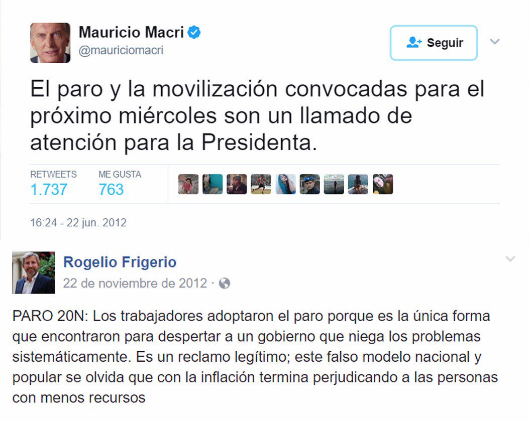 NoticiasdeAR's tweet photo. Cuando para Macri y su banda parar era legítimo. https://t.co/bRk1LwGcCk
