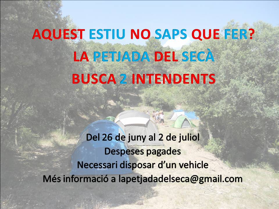 Si aquest estiu ens vols vindre a fer un cop de mà! Avisa'ns!
#intendencia #campaments #BusquemIntendents