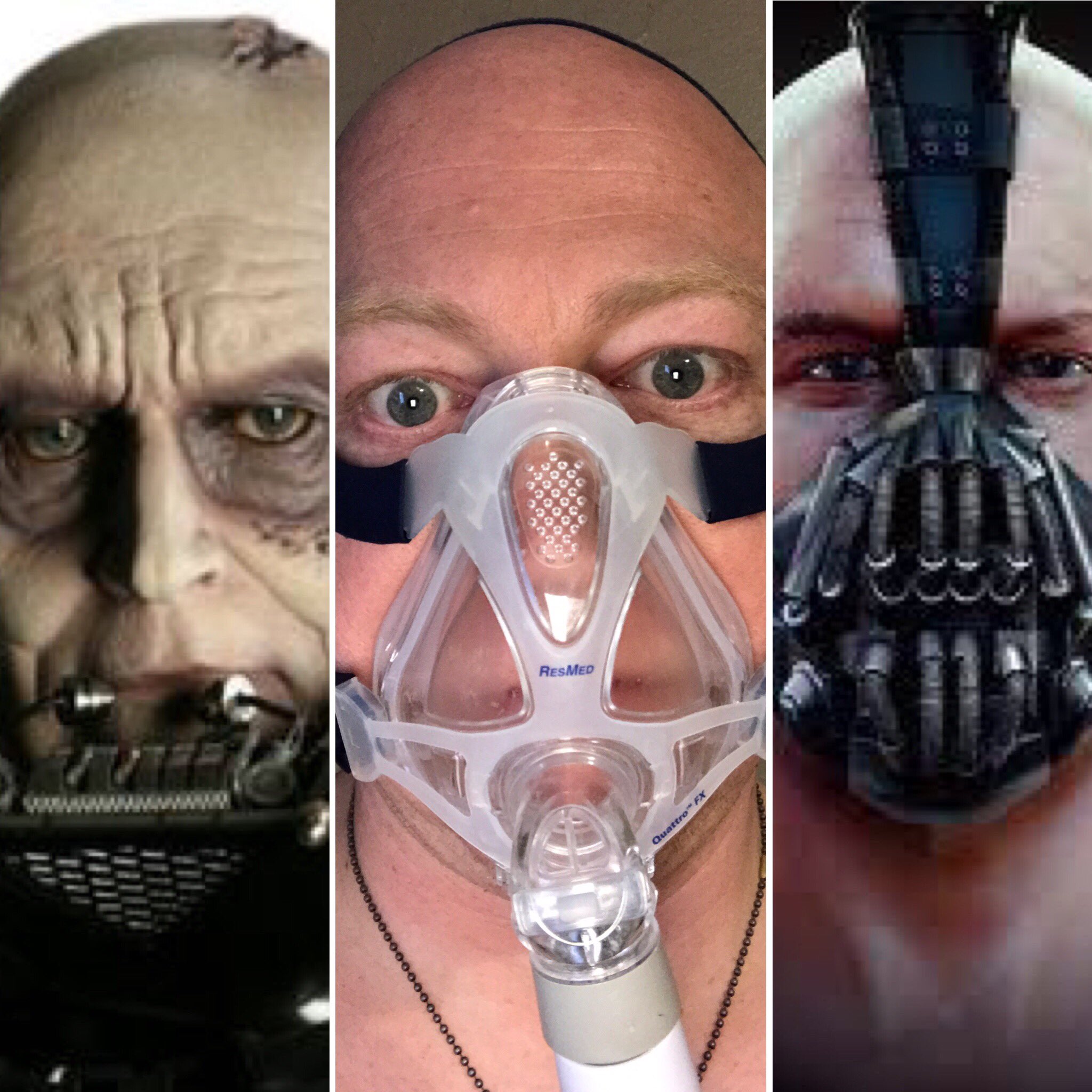 Uplifted Hummingbird Korea Josh Highland 🤘🏻 on Twitter: "With my new bald head and #CPAP mask, I  can't decide if I'm more like dying darth Vader or Bane.  https://t.co/844xT85f69" / Twitter