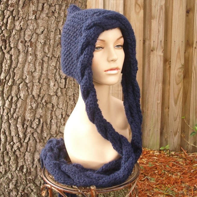 pixiebellshop's tweet photo. Knit Hat Womens Hat - Navy Cable Scarf Hat in Navy Blue Hooded Scar… https://t.co/sWQy8ERflD #pixiebell #NavyBlueHat https://t.co/PKkoxykYyr