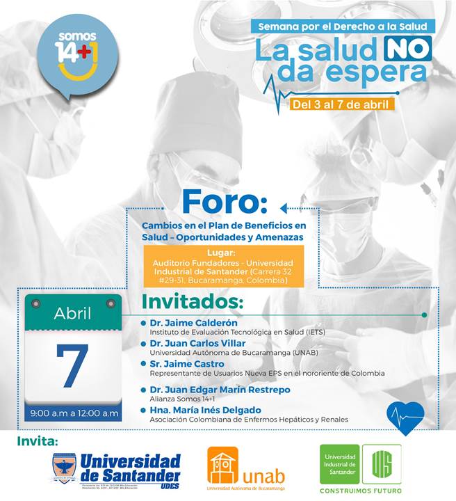 CicspUnab's tweet photo. En este foro participara el Dr. Jaime Calderón director del @IETSColombia y el Dr. @JuanCVillarC miembro de la @FedemedicaC y @Pacientesco https://t.co/aJR7nNEwNK