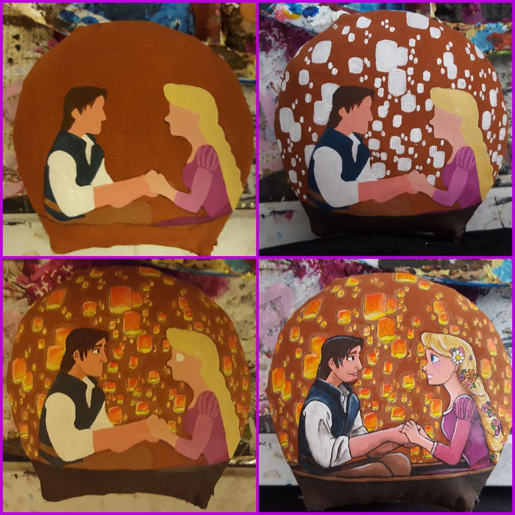 MakeWearPlay's tweet photo. "Now that I see you..." ☀️ #Disney #mickeyears #Tangled #Rapunzel #Flynn #Lanterns #minnieears #handmade #painting https://t.co/Z6oHYx7T8D