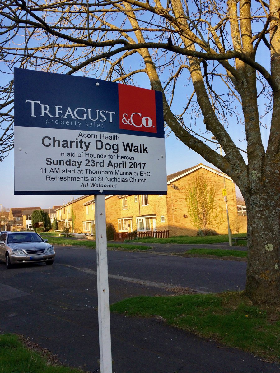 Excited to see signage up for our <a href="/houndsforheroes/">Hounds For Heroes</a> event! Details here goo.gl/hEVjBC Huge thanks to <a href="/TreagustandCo/">EstateAgent Emsworth</a> for the signs!