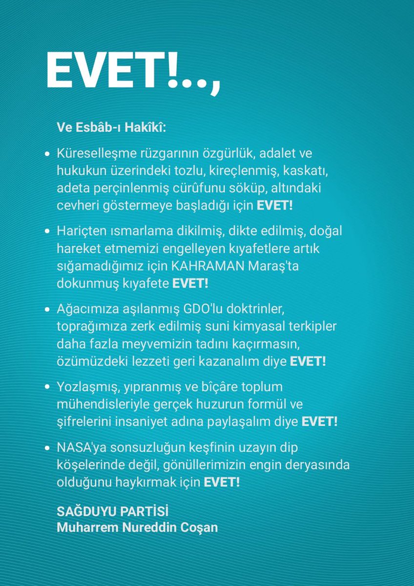 ...özümüzdeki lezzeti geri kazanalım diye EVET ! 

Diğer bir ifadeyle 
#HelalYaşam... 😎 
#HelalveSağlıklıYaşam
#Evet
#VeEsbabıHakiki
