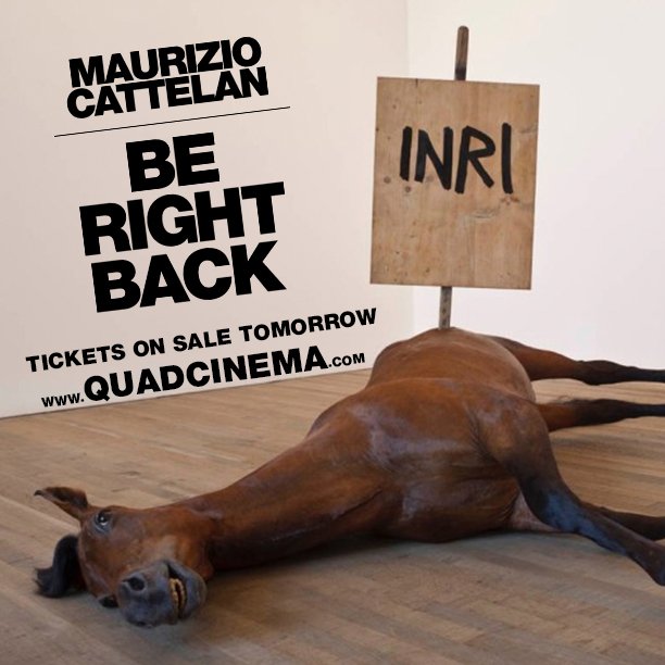 BONDFilm's tweet photo. #mauriziocattelanmovie #quadcinema Tickets go on sale tomorrow! https://t.co/CUrAea7hdp