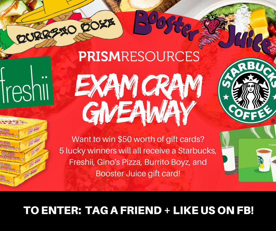 Prismresources's tweet photo. Need a little pick-me-up this exam season? Enter our contest to win free food by liking our FB page &amp; tag a friend! https://t.co/7J6pb78SoW https://t.co/PKsKvRQ5XD