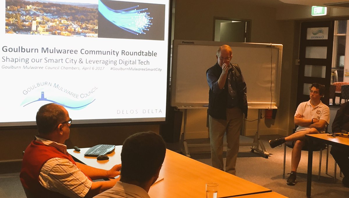delosdelta's tweet photo. #Goulburn Mulwaree Mayor #BobKent leading a #smartcity community Roundtable last night. #leadership #digital @AngusTaylorMP https://t.co/AxSMSFGVx8