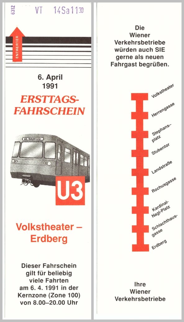 Tom_Harb's tweet photo. Am 06.04.1991 wurde der erste Streckenabschnitt der U3 zwischen den Stationen Volkstheater und Erdberg eröffnet. #WienFakt https://t.co/FiHS62m8Tn