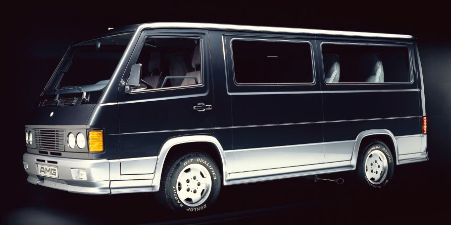 MercedesAMG's tweet photo. In 1989, AMG transformed an unassuming transporter, the AMG MB 100 D, into a luxury suite on wheels. #AMG50Years #ClassicAMG https://t.co/TbJZQP7Coo