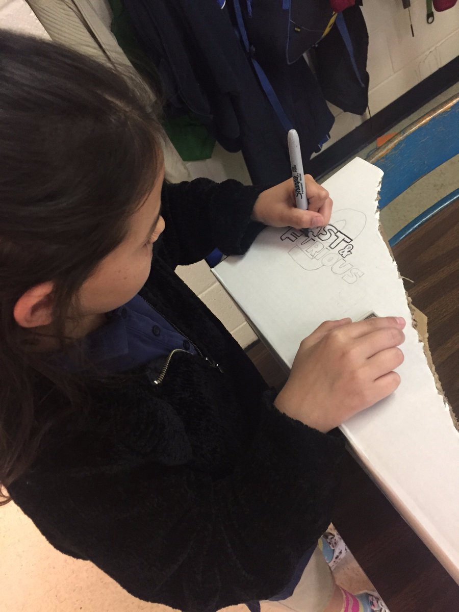 Mrs_H5th's tweet photo. Creating a logo for their stunt ramp. #forceandmotionPBL #5thgradebest #fastandfurious https://t.co/sJ4EruHkOf