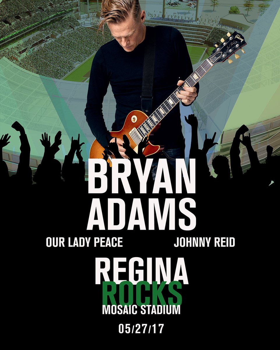 Pre-sale tickets for our show at Mosaic Stadium w/ <a href="/bryanadams/">Bryan Adams</a> &amp; <a href="/JohnnyReid/">Johnny Reid</a> on 5/27 are available now w/ pw CURVE. bit.ly/2nGaSnn