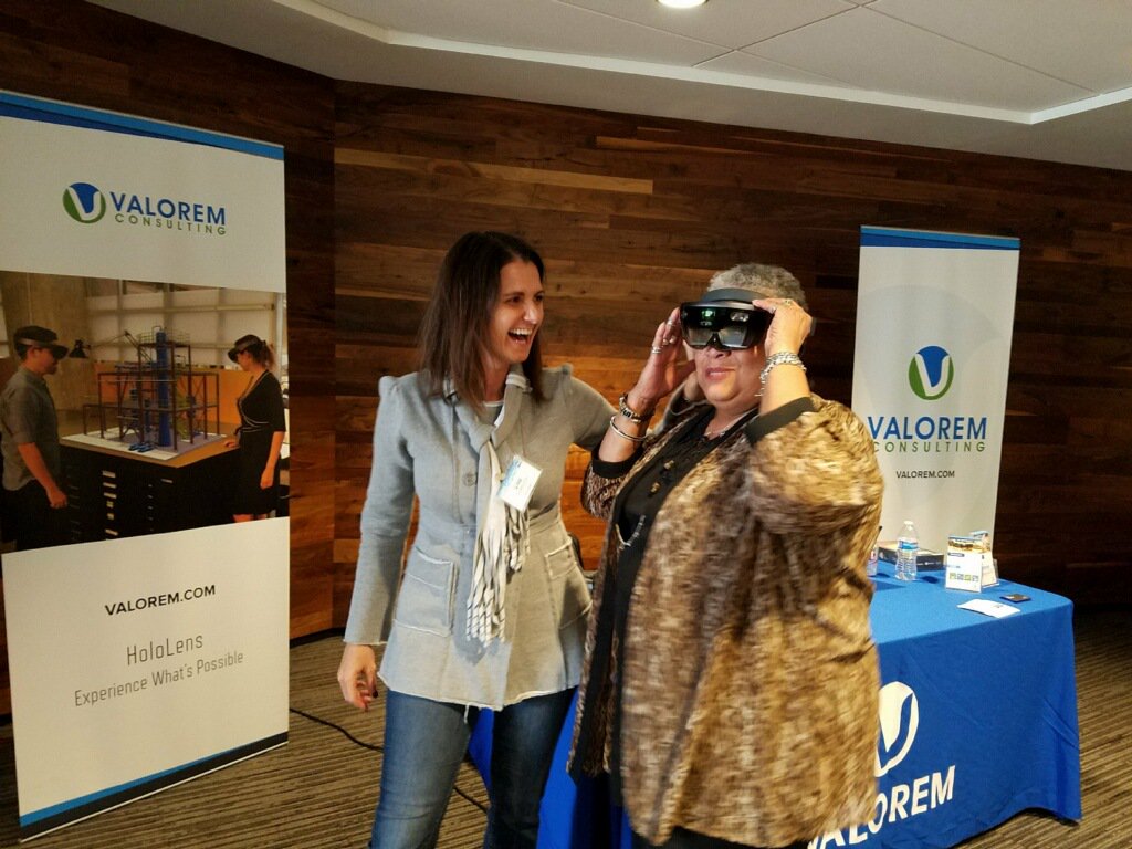 Valorem's tweet photo. Valorem is at the @Black_Veatch #tech expo today talking about how #mixed reality is changing #innovation. #govalorem #HoloLens https://t.co/fCDOnq5zuv