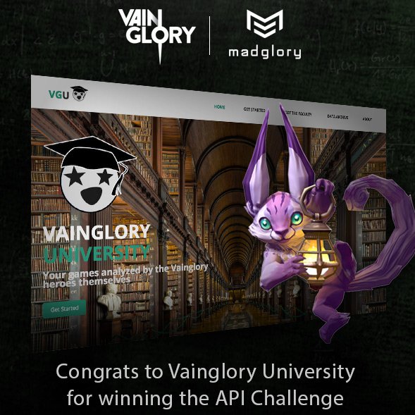 vainglory's tweet image. API CHALLENGE RESULTS 📈🎉

Our grand prize winner is @NorthThornVG, creator of Vainglory University! @madglory developer.vainglorygame.com/rules#winners