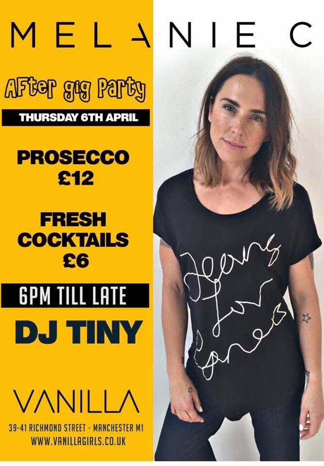 Mel C afterparty 2nite Whos 'Going down' 2 Vanilla after this 'Northern Star' if u miss it things will 'Never be the same again'.MIC DROP🎤😂🙌
