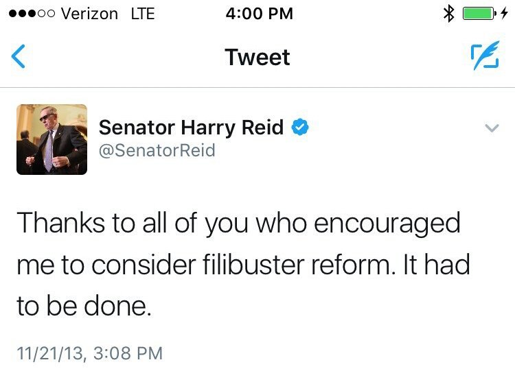 #TBT the day Harry Reid helped ensure Neil Gorsuch would be the 9th Supreme Court Justice! Thanks Harry! #ConfirmGorsuch