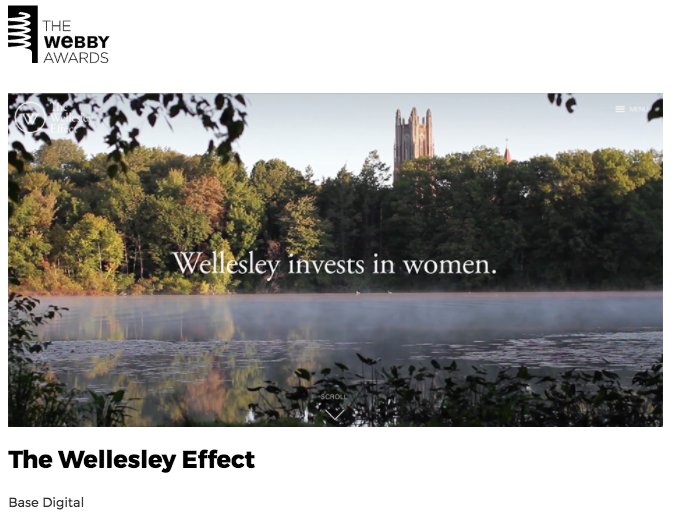 Wellesley's tweet image. Wellesley's campaign site has been nominated for @TheWebbyAwards! Vote for us here: wellesley.io/09Wm3C #WellesleyEffect