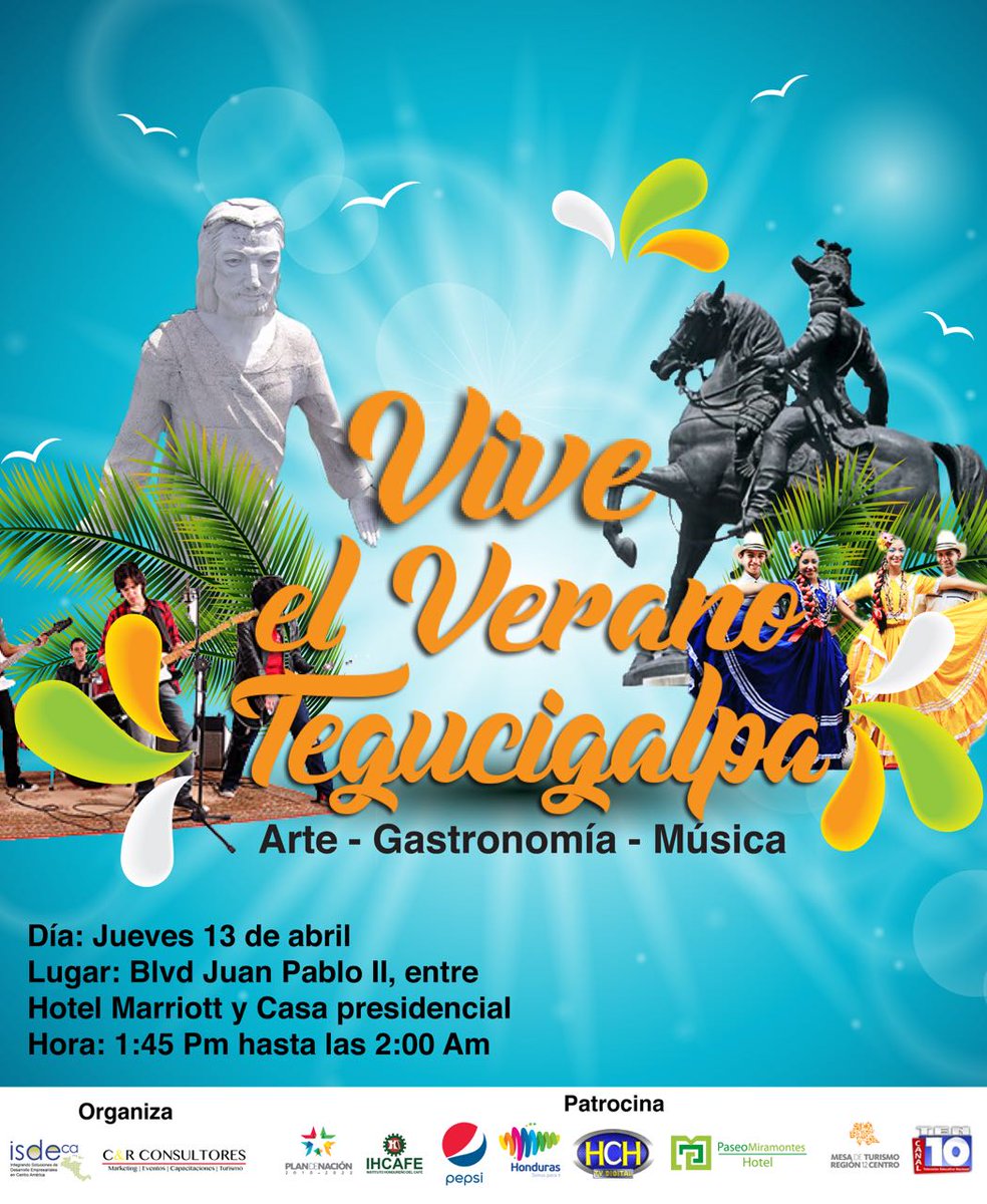 Artes, gastronomía y musica... La Region 12 centro te invita hoy a disfrutar del verano en Tegucigalpa.

#Verano2017