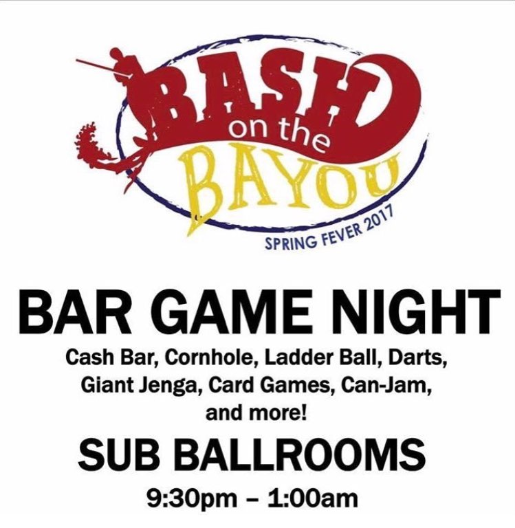 ulmcab's tweet photo. This is a new event that we are so excited to host. Bar Game Night tonight!! Live music, karaoke, drinks, and more! #SpringFeverWeek🍺 https://t.co/o4KT7efXct