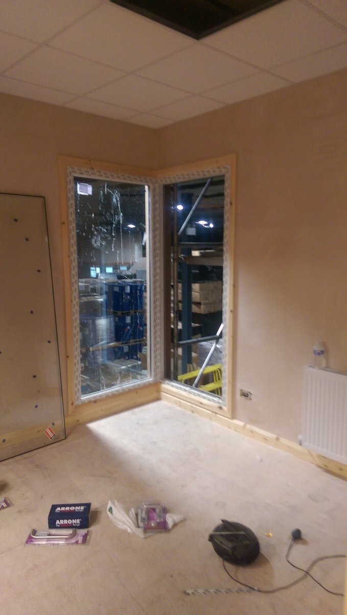 intsolution's tweet image. Managers office with viewing gallery main office taking shape Armstrong suspended ceilings  LED light panel&apos;s  part of the finishing touches