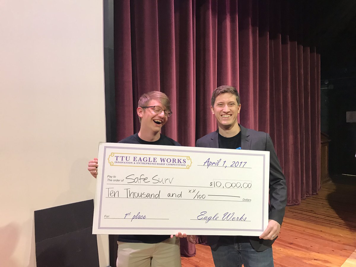 SafeSurv's tweet photo. SafeSurv brought home an exciting win at the @tennesseetech Eagle Works competition last weekend! #GoTeam #Entrepreneur https://t.co/uhMM7xb4hz