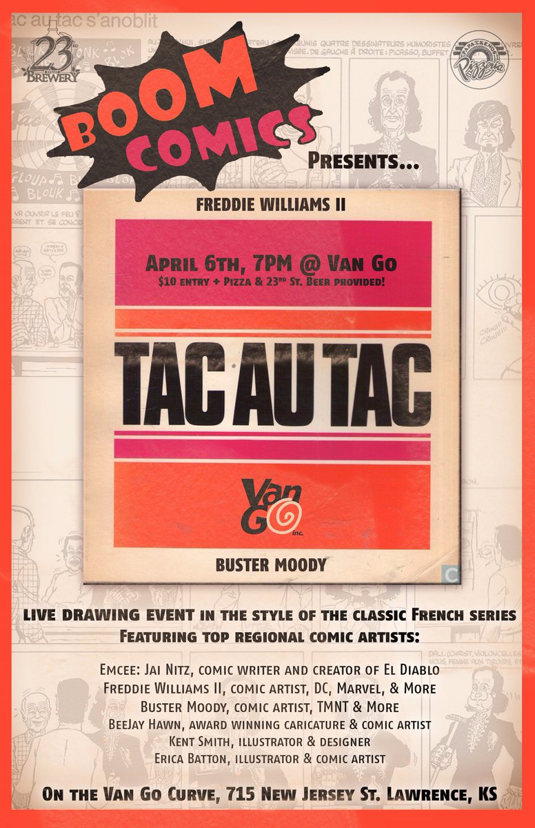 Live drawing event featuring regional comic artists. 7 pm $10 at the door.