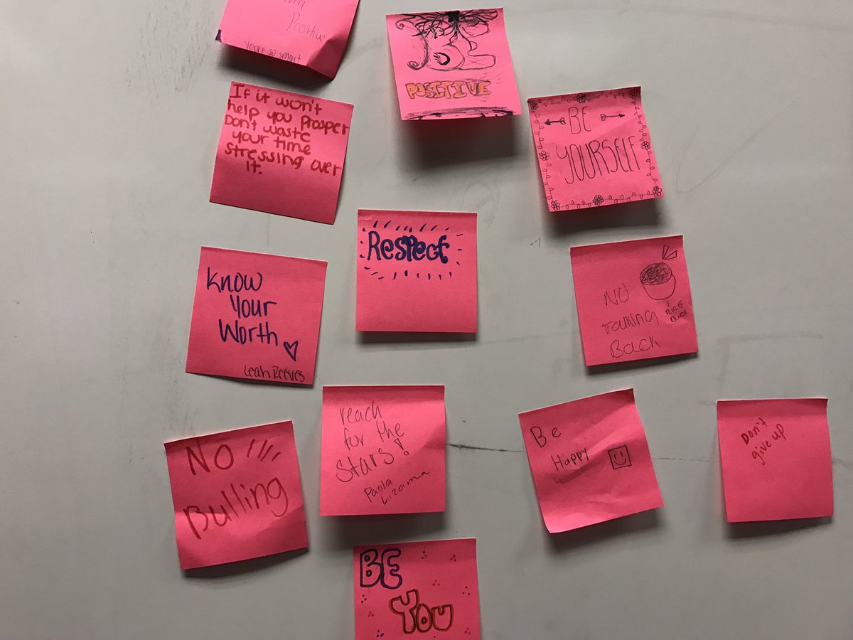 4MissHa's tweet image. Wall of positivity in math class created by students.