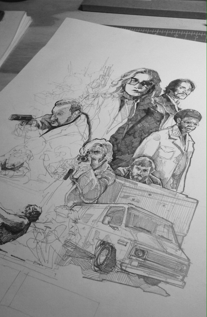 jemhpward's tweet photo. Crawling along slowly with the initial pencil layer! More to come... 🔫 ✍🏼️@Laurie_Rose @mr_wheatley #FreeFire #poster https://t.co/z5zP7lF8U4