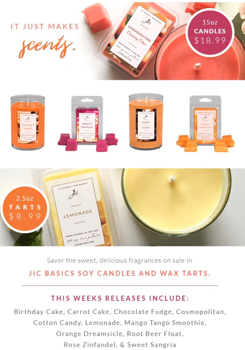 NauticalLifeDes's tweet image. New Basics scents available tonight at 7pm eastern!
jicnation.com/store/juliem/c…

#jicscents #soycandles #candle #waxmelt #sangria