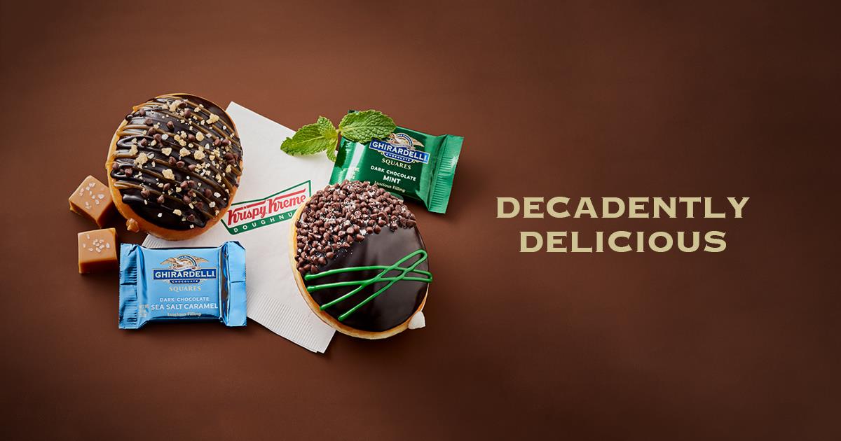 KrispyKremeAK's tweet photo. Treat yourself with our new doughnuts made with #Ghirardelli chocolate. #SoFancyDough https://t.co/NcTP3cTv6c https://t.co/6r0LrGZJAj