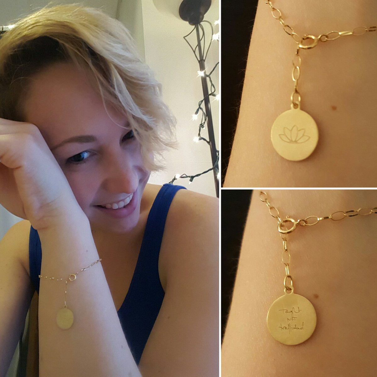Fury0sa's tweet photo. My face &amp; the gorgeous bracelet I purchased to support #TaughtNotTrafficked - thank you @candiceluk @GillianA &amp; @ChildreachInt ♡♡♡ https://t.co/O1GGEtzZ6c