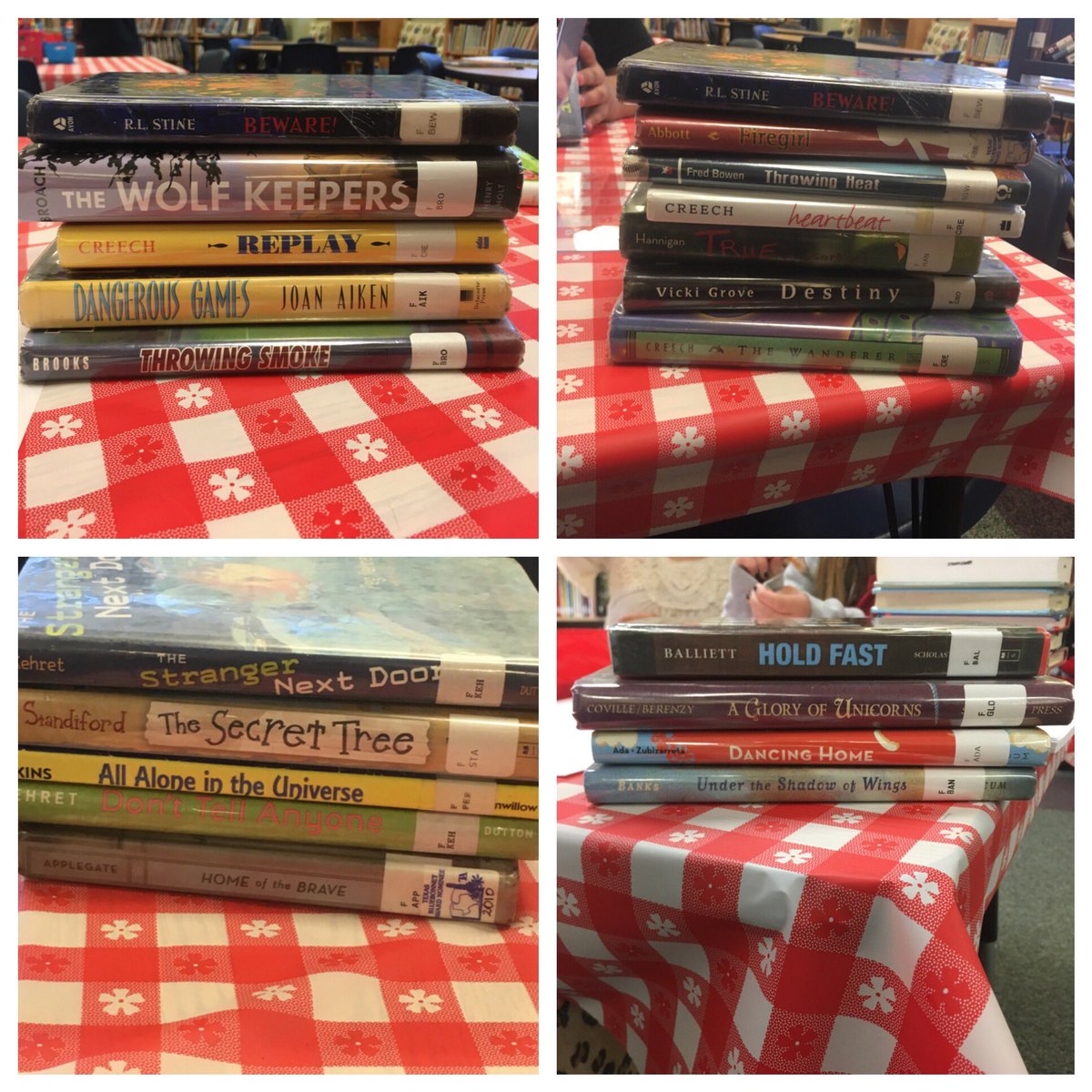 tgrahamatx's tweet photo. A few of my faves from today's poetry picnic. #bookspinepoetry https://t.co/jVPGKzXirH