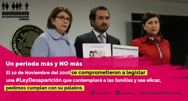 redretono's tweet photo. ¡Un periodo más NO más! Pedimos @osoriochong y @senadomexicano cumpla con su compromiso de legislar en este periodo la #LeyDesaparición https://t.co/49ZgUSDgXR