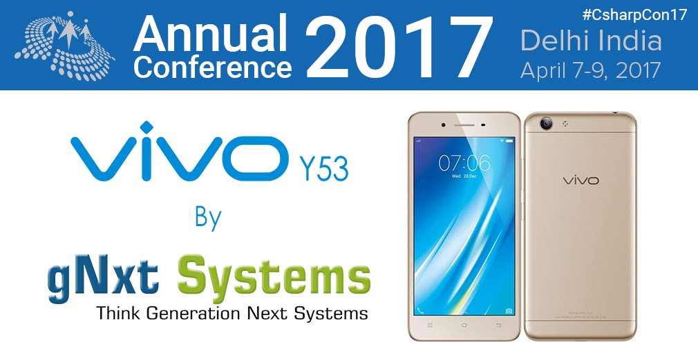Fasten your seat belt guys! You may be the lucky winner of #Vivo phone being given by @gnxtsystems at #CsharpCon17!