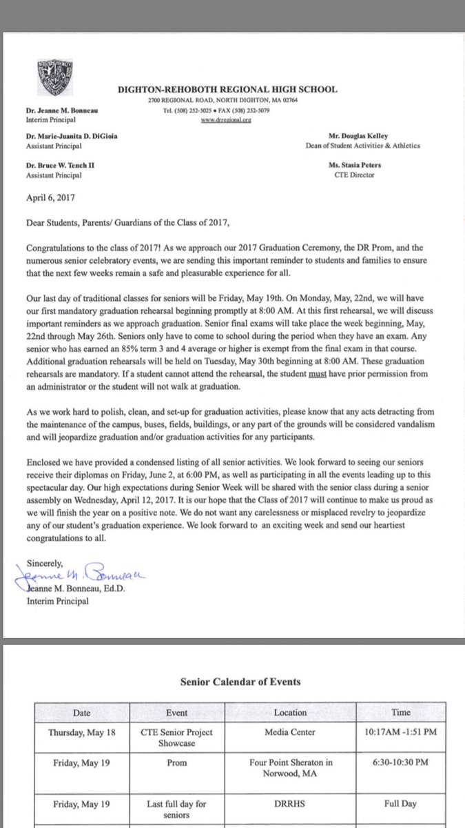 DR_Classof2017's tweet image. ALL SENIORS: The following was sent to you via email regarding our end of year events calendar!