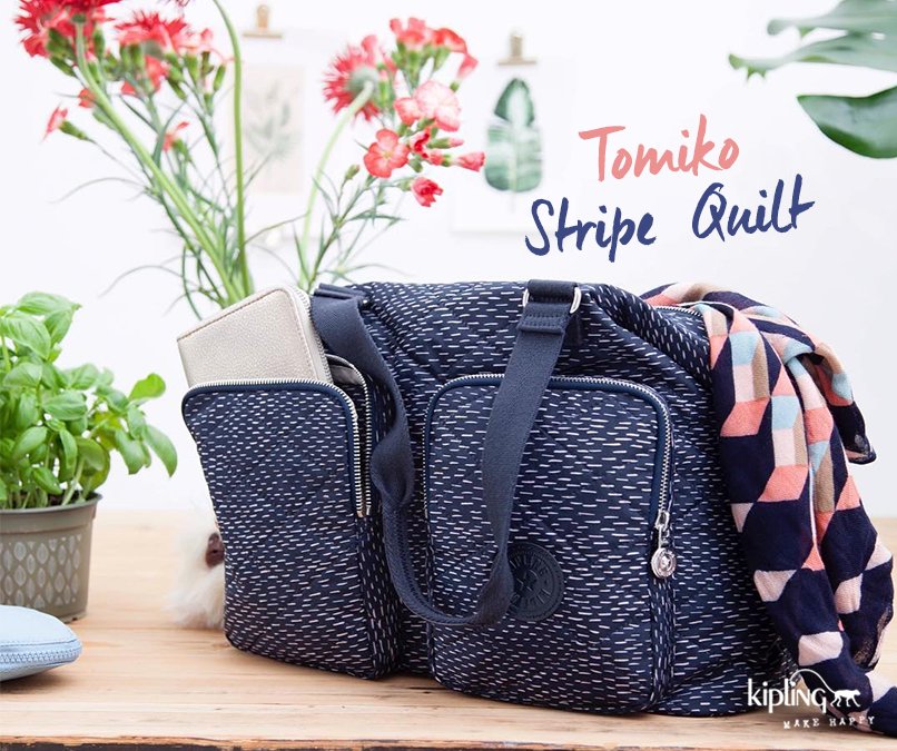 kiplingph's tweet photo. Keep blues at bay when you have the fashionable Kipling Tomiko in Stripe Quilt with you on the way! #KiplingPH #signaturestyle #MakeHappy https://t.co/xH18qohTK5