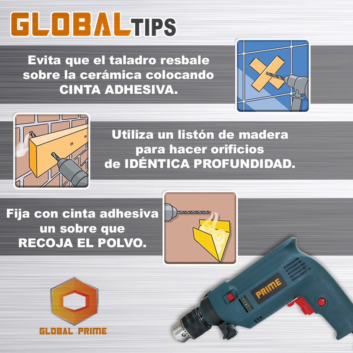 GLOBALPRIME4's tweet photo. #GlobalTIPS Te dejamos algunos tips para que tomes en cuenta al momento de trabajar con tu #taladro #PRIMETOOLS https://t.co/PpnGjG2gxP