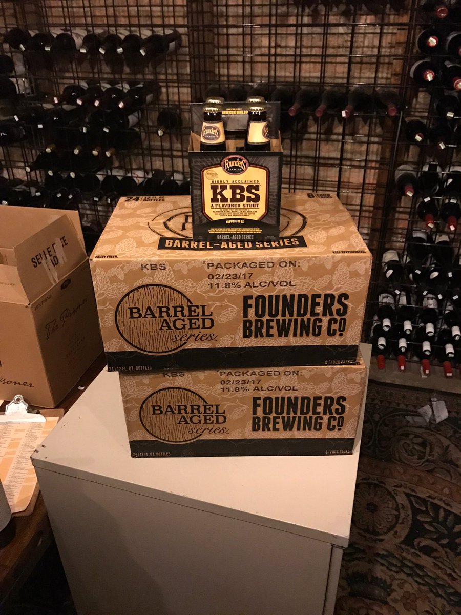 Always a good day when you see KBS delivered!  Join us 4/19 for our Founders beer dinner! 4 courses • 4 beers • $50! Call today!