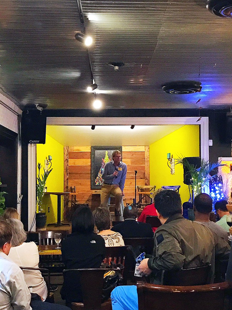 GSSMAlumni's tweet photo. After kicking off #projectverge with a great meal, we're getting some #wordsofwisdom from Hartsville's own, Bob Brown! #firesidechat #scgssm https://t.co/fCMcKT9S3L