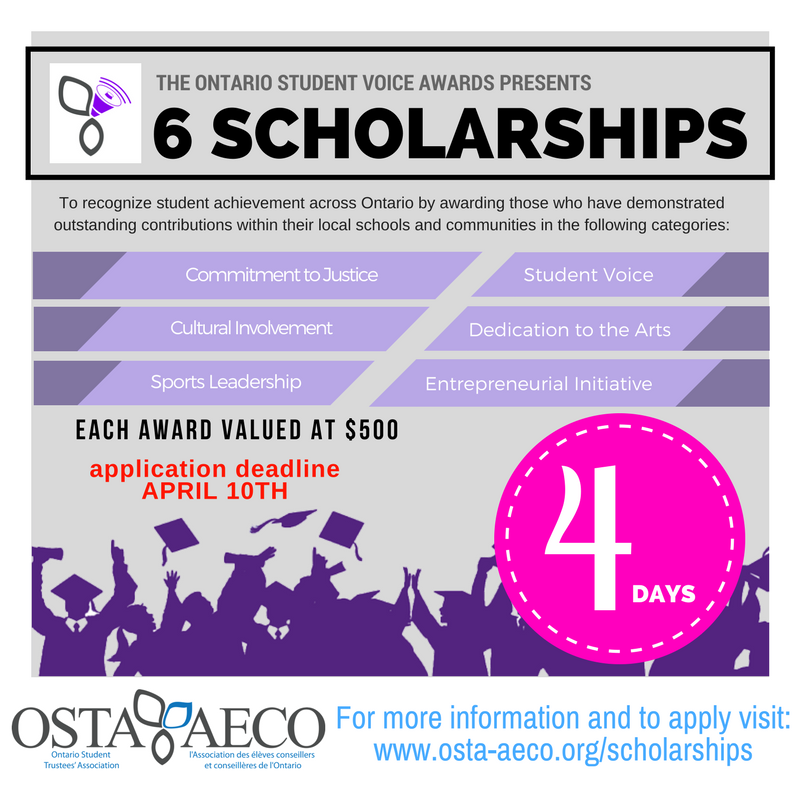 OSTAAECO's tweet photo. Don't miss out on this unique opportunity to apply for the Ontario Student Voice Awards. Visit https://t.co/Qq9PCmOktx for more info! https://t.co/iRxQ3nJRH7
